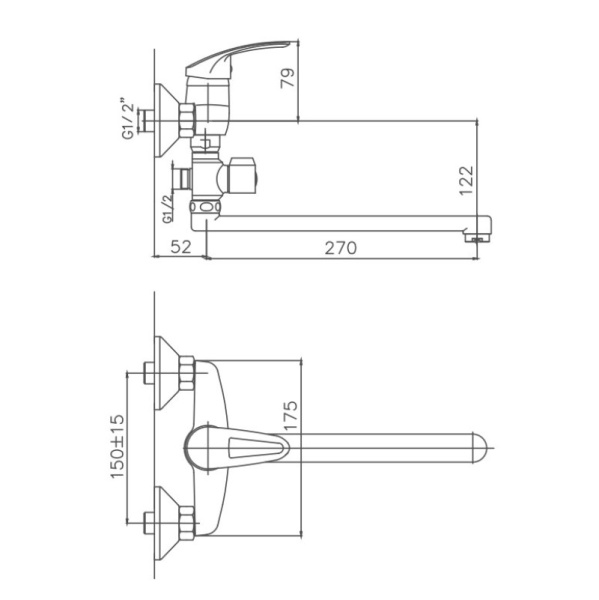 Смеситель для ванны Cron CN2139 Смеситель для ванны Cron CN2139