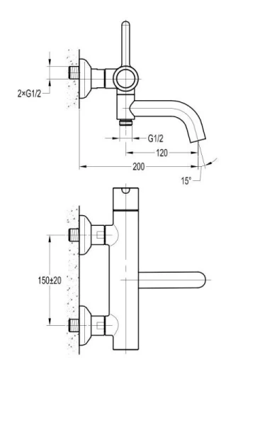 Смеситель для ванны Cezares Eco ECO-VD-NOP