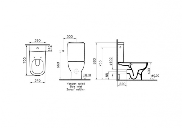 Унитаз напольный со скрытым подводом воды Vitra D-light 5913B003-0585