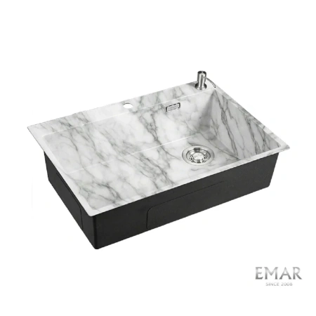 Кухонная мойка (66х50) EMAR EMB-660(TOP) White Elegant