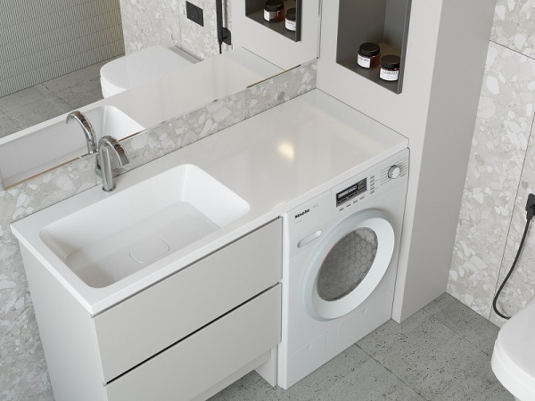 Раковина над стиральной машиной (130х48) Madera Kamilla 130,  4627173210591 левая