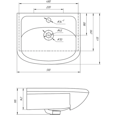 Прямоугольная раковина Grossman  Уют 50 659