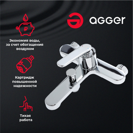 Смеситель для ванны однорычажный Agger Beauty A2610000 хром