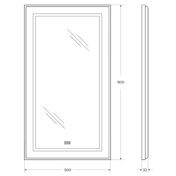 Зеркало (50х90) BelBagno Kraft SPC-KRAFT-500-900-LED-TCH-WARM с подсветкой