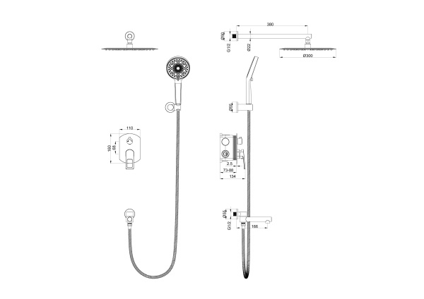 Душевая система встраиваемая WONZON & WOGHAND FRAME, брашированное золото WW-88939010-BG Душевая система встраиваемая WONZON & WOGHAND FRAME, брашированное золото WW-88939010-BG