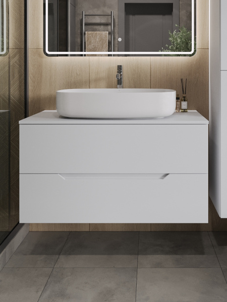 Тумба с раковиной подвесная 100 см, Orange Line Li-100TuwMDF+B07-675W белый