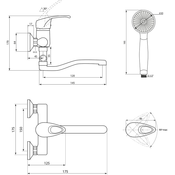 Смеситель для ванны Славен Прораб  Р СЛ-ОД-Р30