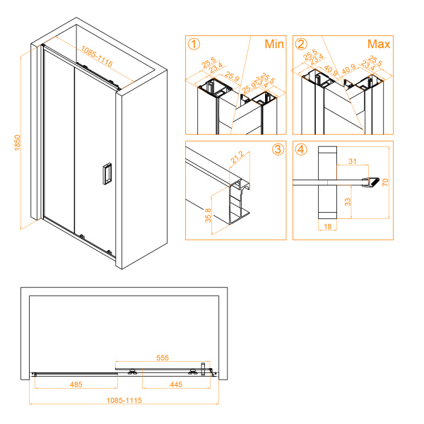 Душевая дверь 110 см RGW CL-14-В 32091411-14 прозрачный