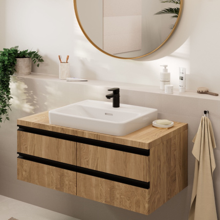 Смеситель для раковины с донным клапаном CoolStart Hansgrohe Vernis Blend 71584670 черный матовый