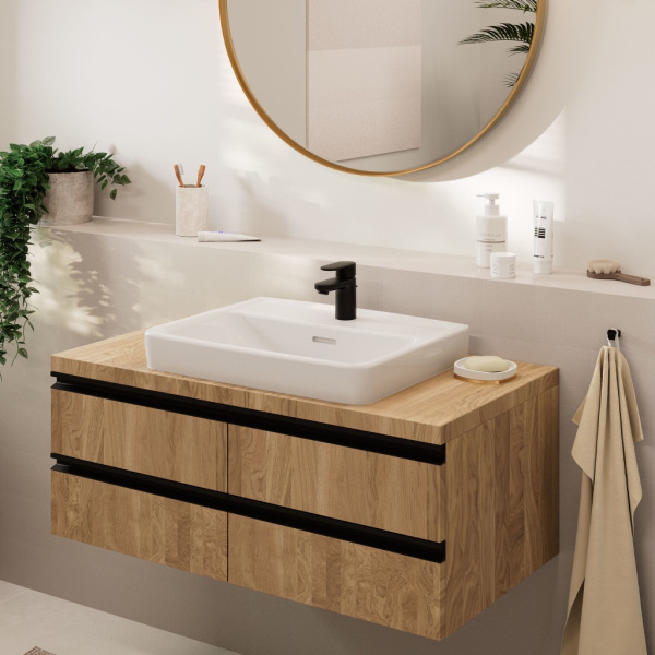 Смеситель для раковины с донным клапаном CoolStart Hansgrohe Vernis Blend 71584670 черный матовый