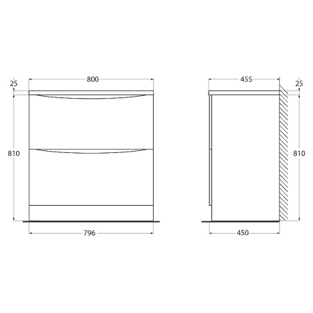 База под раковину напольная BelBagno ACQUA-800-2C-PIA-BL Bianco Lucido