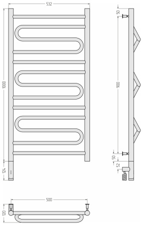 Полотенцесушитель электрический (100х50) Cунержа Элегия 3.0 12-5818-1050 левый