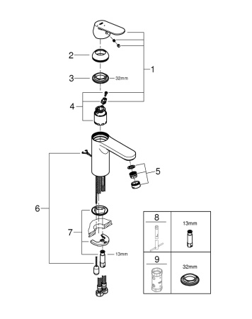 Смеситель для раковины  Grohe Eurosmart Cosmopolitan 23397 00E (2339700E) хром 