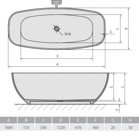 Ванна из литого мрамора ALPEN Ipanema 170 69911