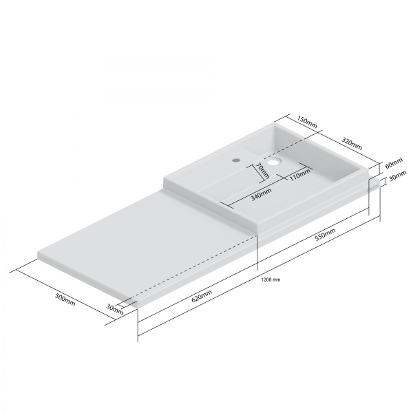 Раковина над стиральной машиной (121х50) СаНта   Юпитер 900124
