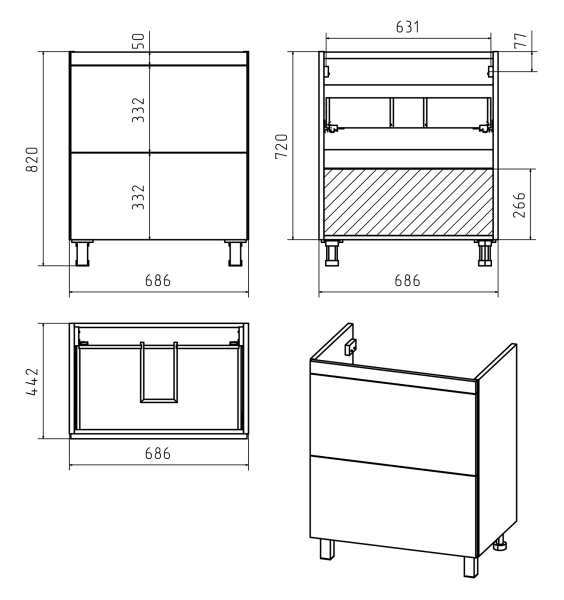 Тумба под раковину Misty Атлантик 70  П-Атл-01070-0112Я
