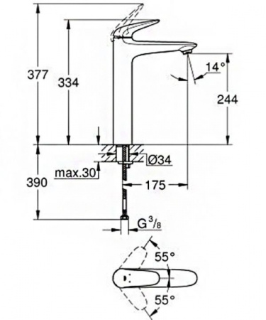 Смеситель для раковины GROHE Wave 23585 001 (23585001) хром