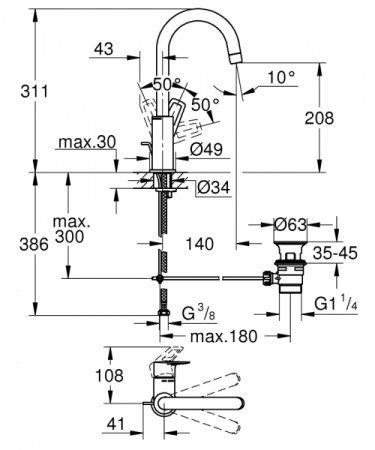 Смеситель для раковины Grohe BauLoop New 23763001