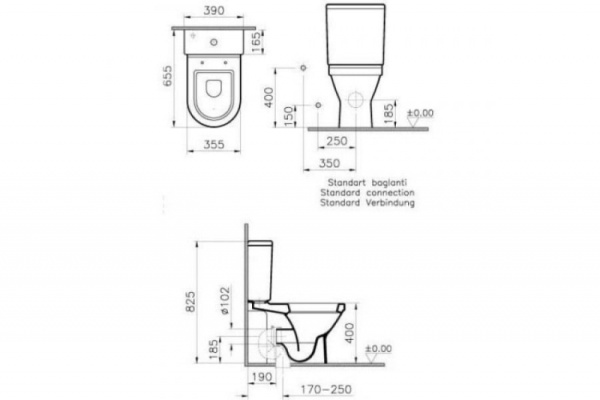 Чаша унитаза, без сиденья VITRA S50 5321B003-0075