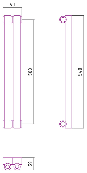 Полотенцесушитель Водяной Сунержа Эстет-0 (50х9) 2 секции Матовый Черный 31-0331-5002