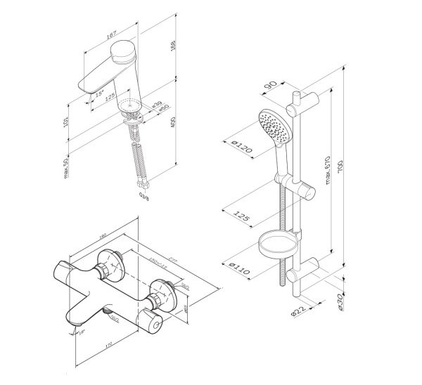 Набор смесителей 3 в 1 Am.Pm Inspire V2.0 F40950A02