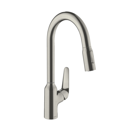 Смеситель для кухни с выдвижным изливом Hansgrohe Focus M42 71800000 нержавеющая сталь