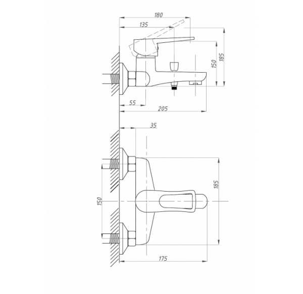 Смеситель для ванны с душем FAUZT FZs-840-129 тип См-ВОРНШлА