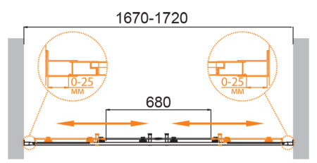 Душевая дверь (170х195) CEZARES MOLVENO MOLVENO-BF-2-170-C-BORO-IV