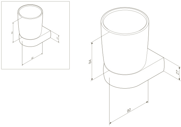 Стеклянный стакан с настенным держателем Am.Pm Sensation A3034300