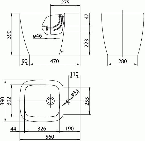 Биде напольное GALA Universal + крепеж 11360
