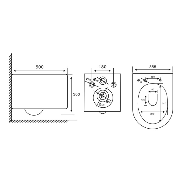 Унитаз ABBER Bequem AC1129 подвесной белый, безободковый
