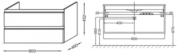 Тумба под раковину  Jacob Delafon Vox EB2078-R1-E16