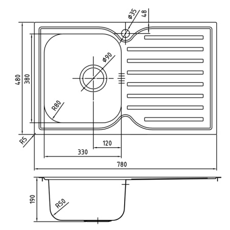 Кухонная мойка, нержавеющая сталь iddis Strit STR78SLi77, сталь