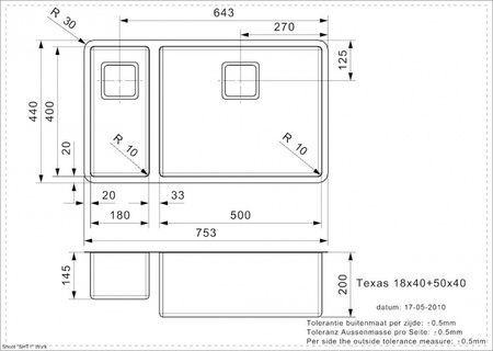 Мойка кухонная Reginox Texas L (18x40+50x40) 43208