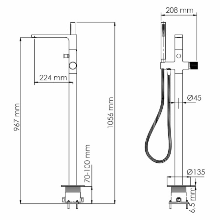 Смеситель напольный для ванны WasserKraft Schunter 8221