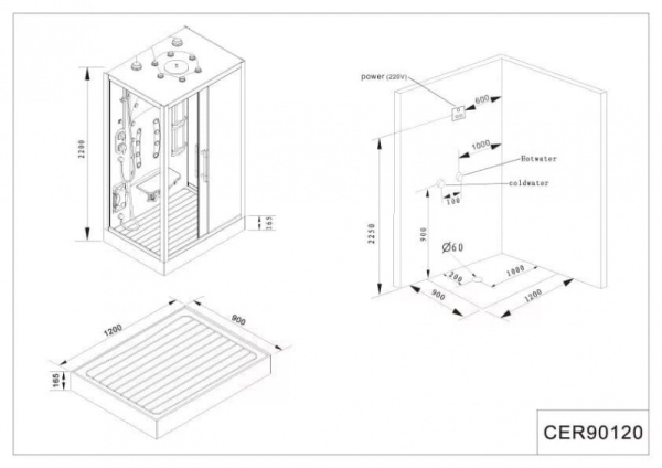 Душевая кабина Cerutti SW-C90120