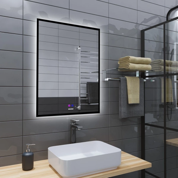 Зеркало (70х80) Grossman PRAGMA-норма BLACK 1870802 LED с сенсорным выключателем и подогревом