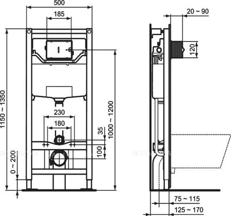 Комплект унитаз + инсталляция Ideal Standard Tesi T3868V3