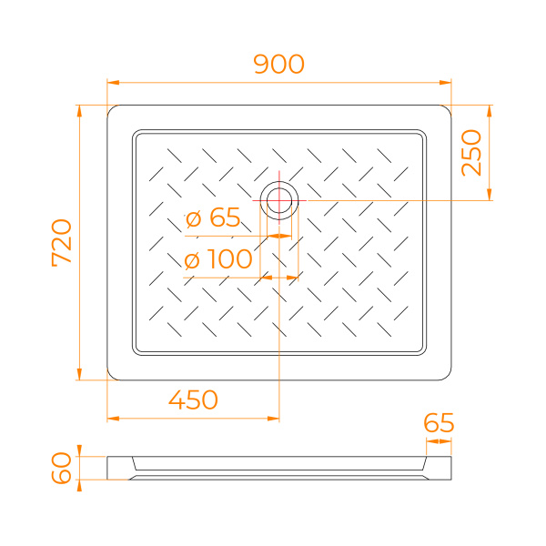 Душевой поддон (90х72) RGW CR-097 19170379-01