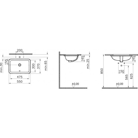 Раковина встраиваемая снизу (55х37) Vitra S20 7475B003-0618