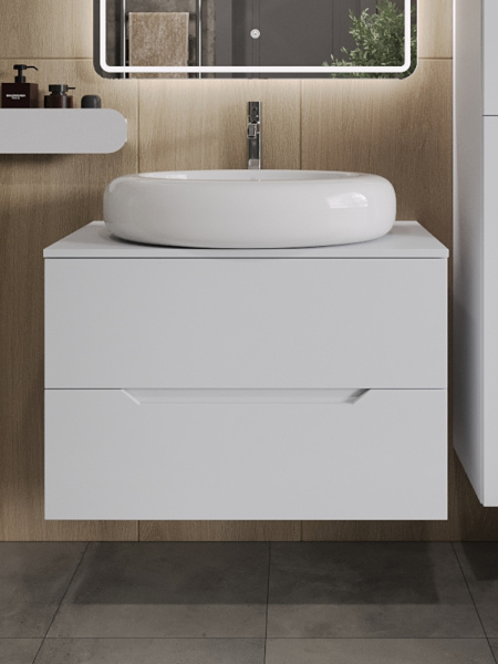 Тумба с раковиной подвесная 80 см, Orange Line Li-80TuwMDF+B08-640W белый