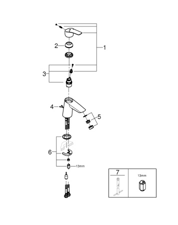 Смеситель для раковины с цепочкой Grohe Eurosmart 23966 003 (23966003) хро
