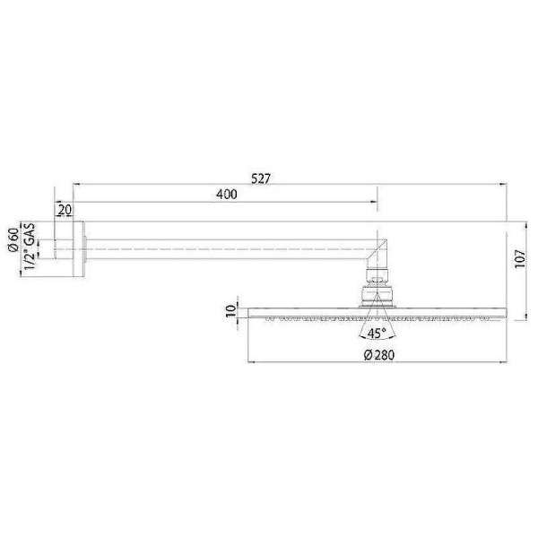Верхний душ с кронштейном Bossini Cosmo H70596I.043 брашированное золото