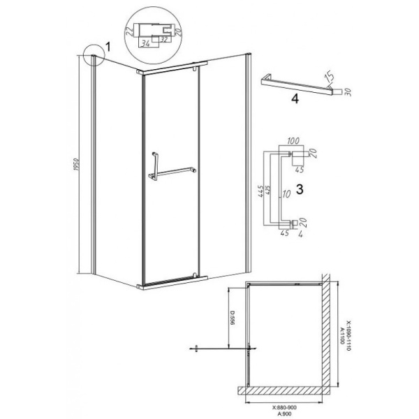 Душевой уголок (110х90) Grossman Pragma 120.K33.03.1190.21.02