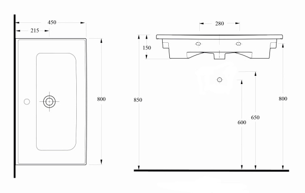 Раковина накладная (80х45) beWash Ontario 35831101