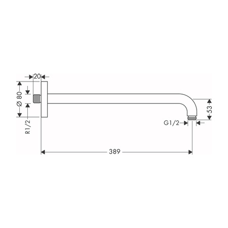 Кронштейн для верхнего душа 38,9 см Hansgrohe 27413000 хром