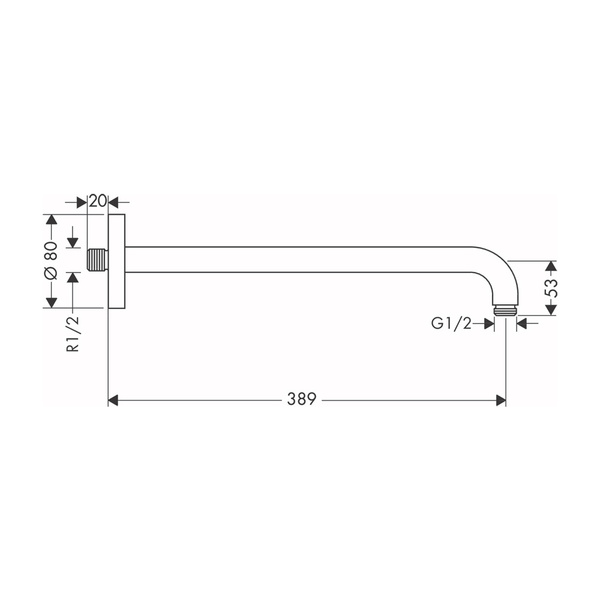 Кронштейн для верхнего душа 38,9 см Hansgrohe 27413000 хром