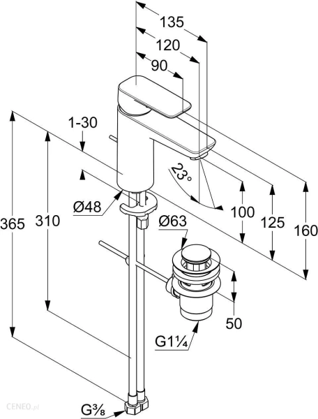 Смеситель для раковины Kludi Pure&Style 402933975