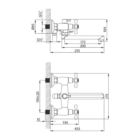 Смеситель для ванны Lemark Standard LM2113C