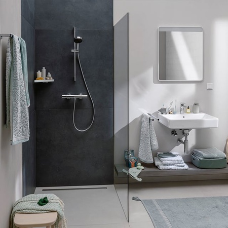 Термостат для душа с душевым гарнитуром Hansgrohe Pulsify Select S 105 3jet Relaxation EcoSmart 24262670 черный матовый